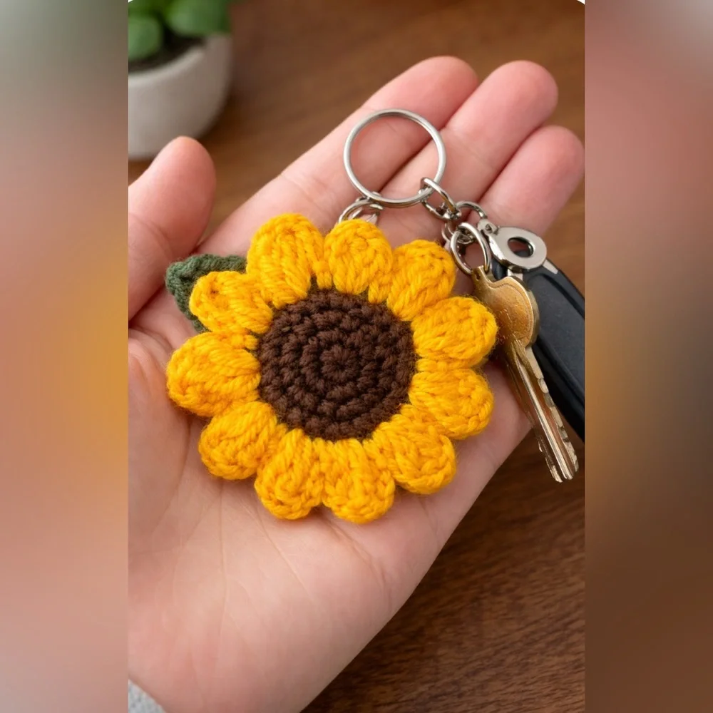Sunflower Crochet Handmade Keychain